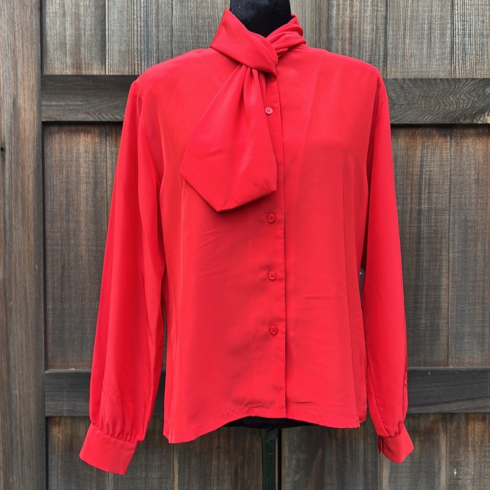Pendleton Red Blouse With Scarf - image 7